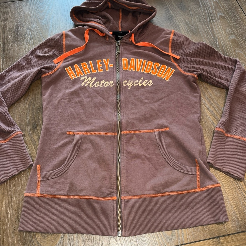 Harley-Davidson Brown Zip-Up Hoodie. Womens size Small